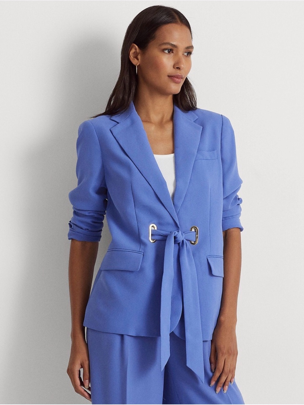 Ralph Lauren Blue Belted Georgette Blazer - size 4 - excellent condition
